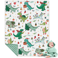 Newwiee dinosaurs blanket with festive print for cuddly naps and crib comfort.