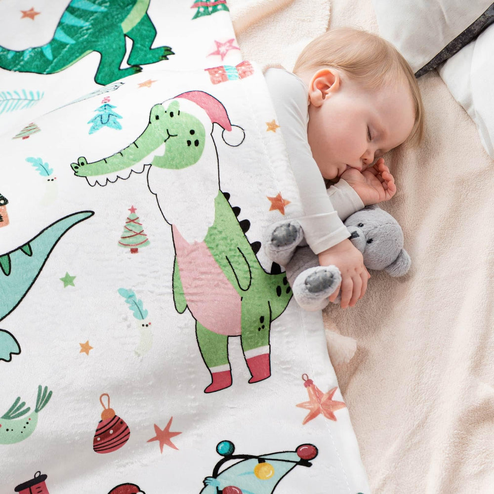 Newwiee dinosaurs blanket packaged as a gift-ready option.