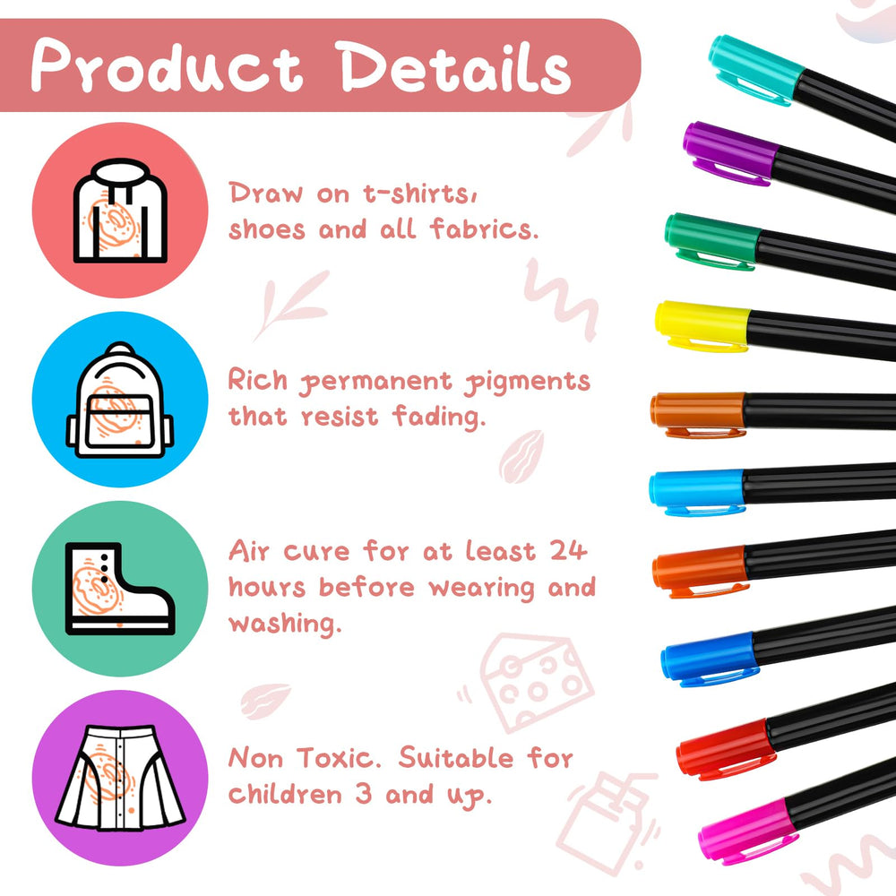 Newwiee fabric markers that dry quickly and resist fading.