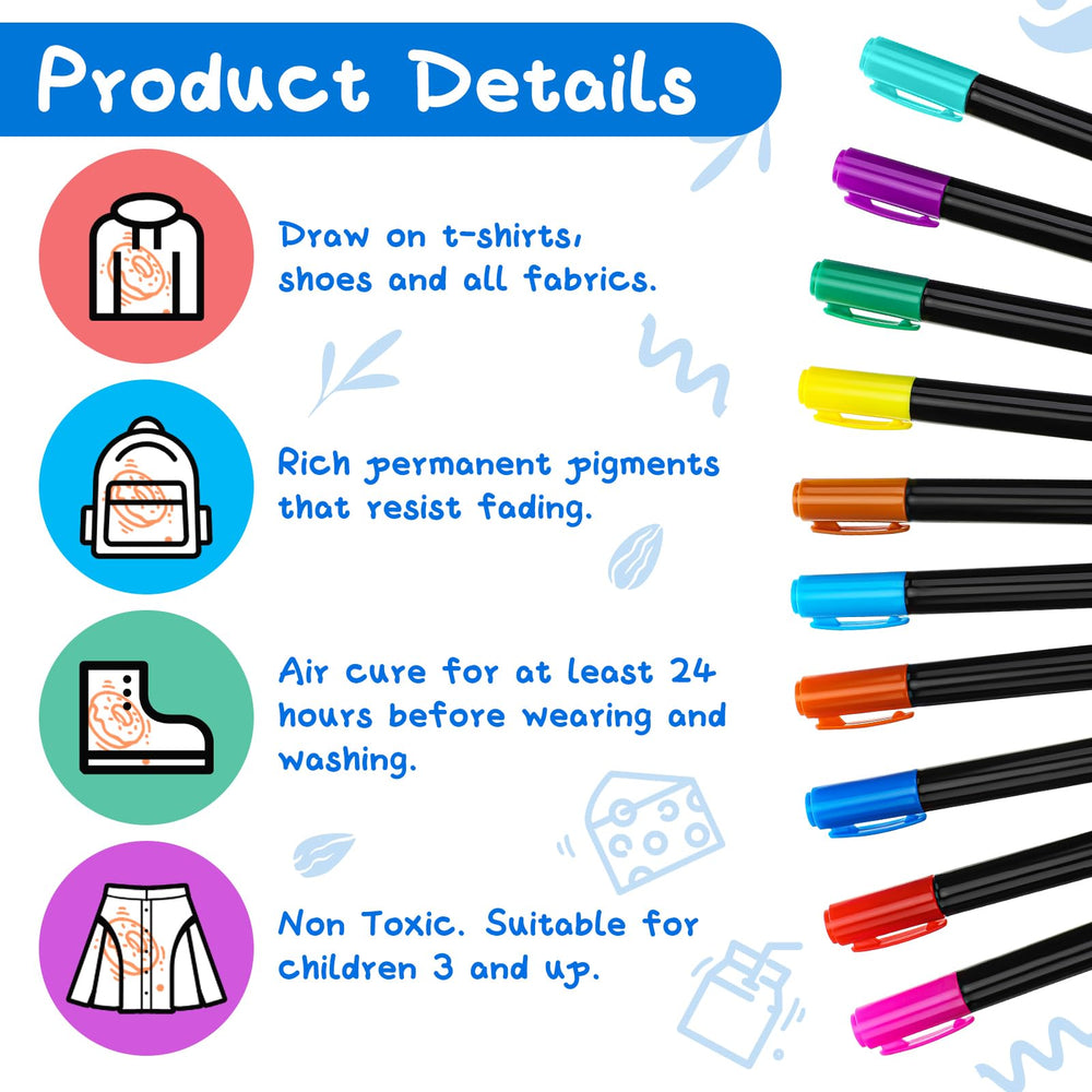 Newwiee fabric markers quick dry and colorfast for fabrics.