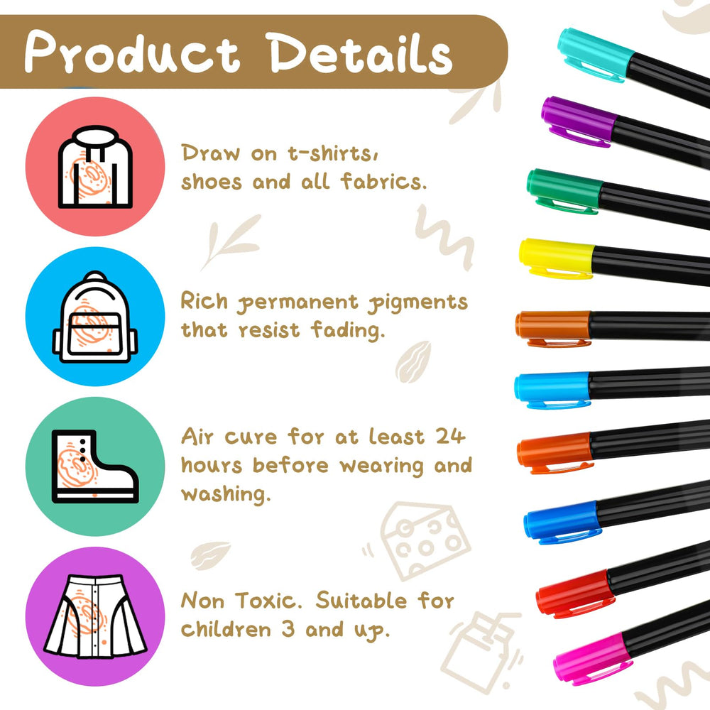 Newwiee fabric markers quick-drying and fade-resistant for vibrant designs.