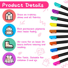 Newwiee fabric markers for baby clothes, quick-drying and fade-resistant for vibrant designs.