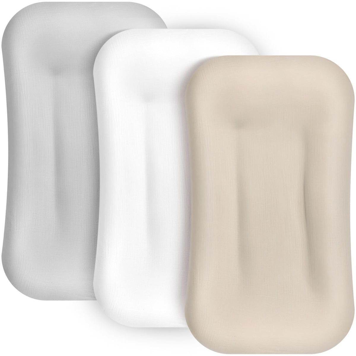 Newwiee Muslin Baby Lounger Cover beige on a lounger for gentle comfort