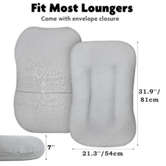 Newwiee Muslin Baby Lounger Cover gray on a lounger for year-round use