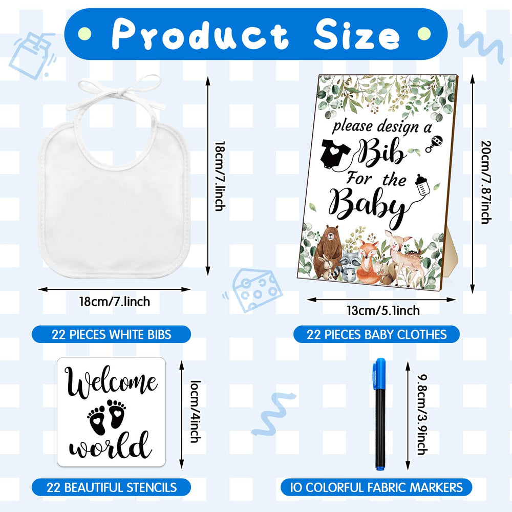 Newwiee stencils with 22 patterns for customizable bib designs.