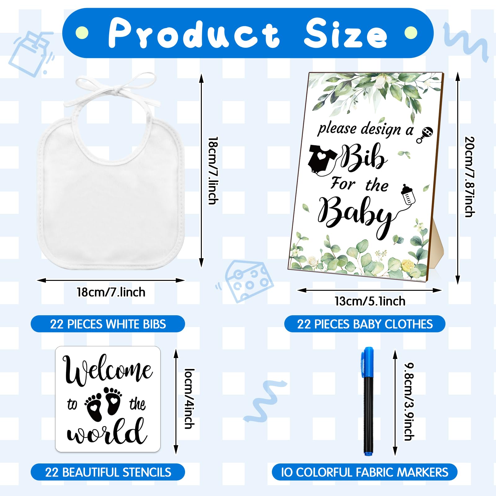 Newwiee stencils with 22 patterns provide versatile bib designs