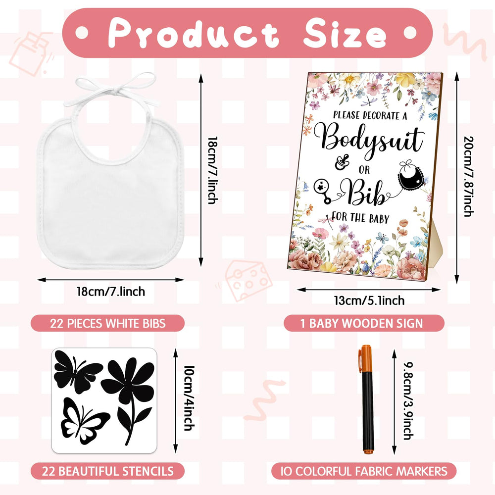 Newwiee stencils with 22 patterns for personalized bib designs.