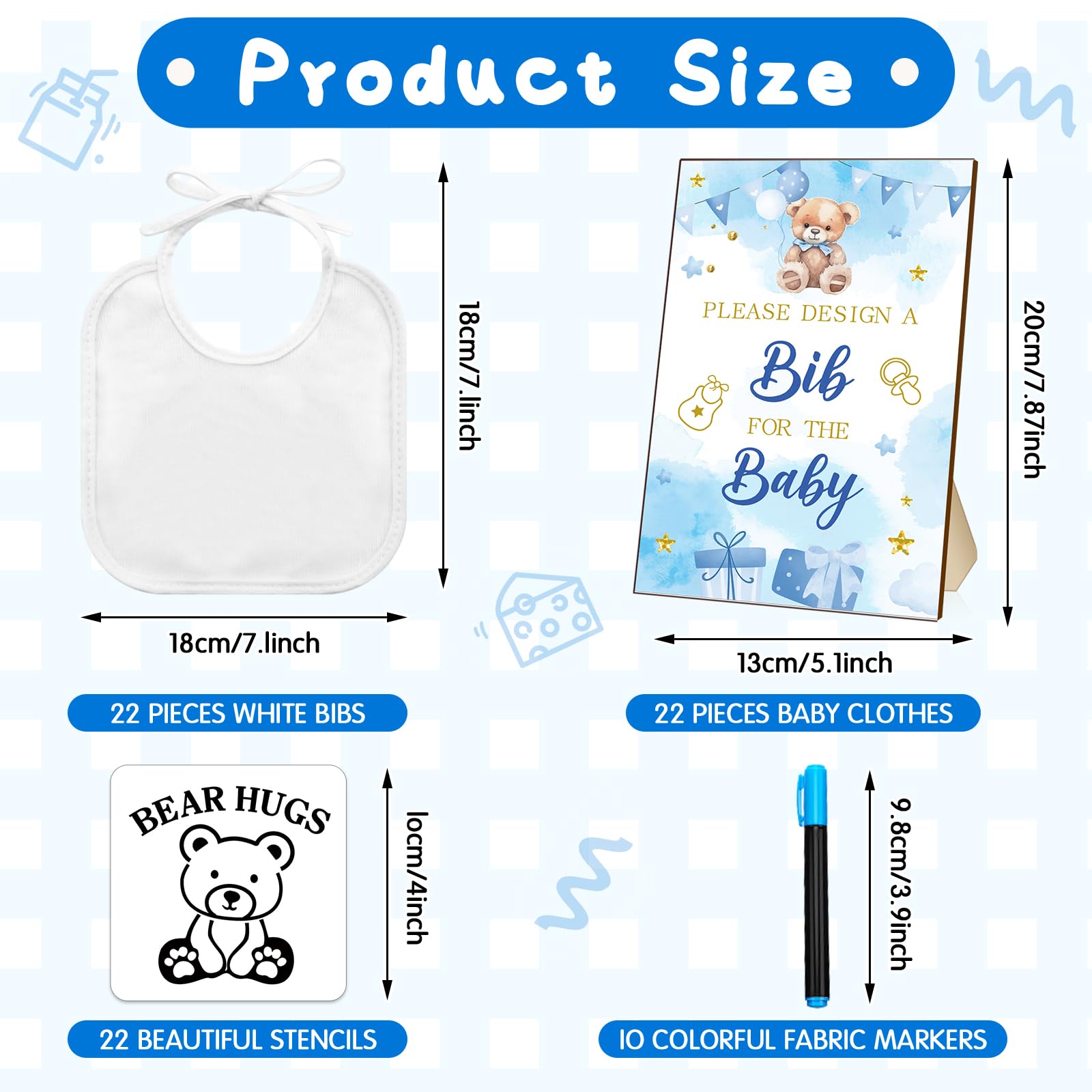 Newwiee stencils with 22 patterns for creative bib art.