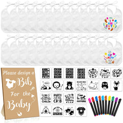 Newwiee white bibs ready for decorating with DIY patterns for personalized gifts.