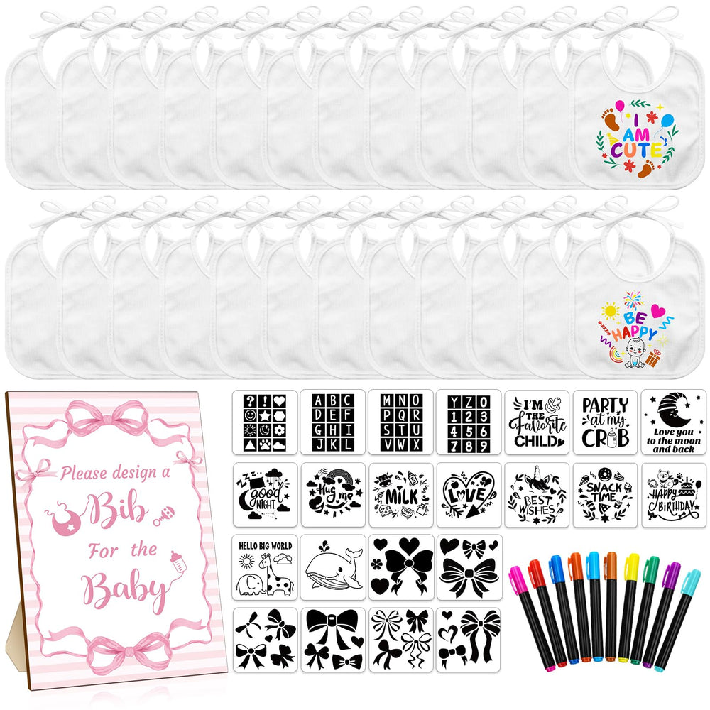 Newwiee white bibs for baby decorating with an easy-to-clean surface.