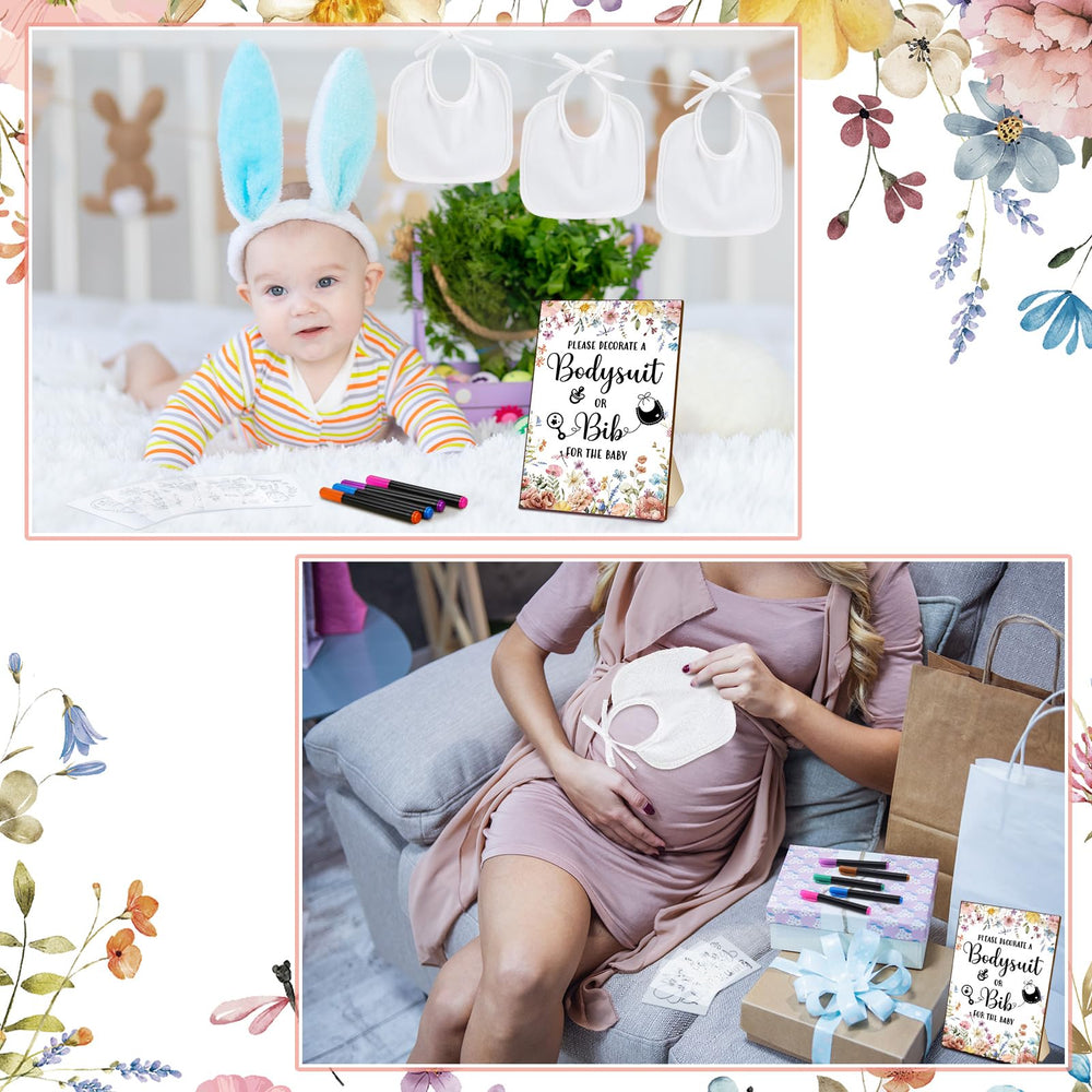 Newwiee wildflowers themed bib design for nursery keepsakes.