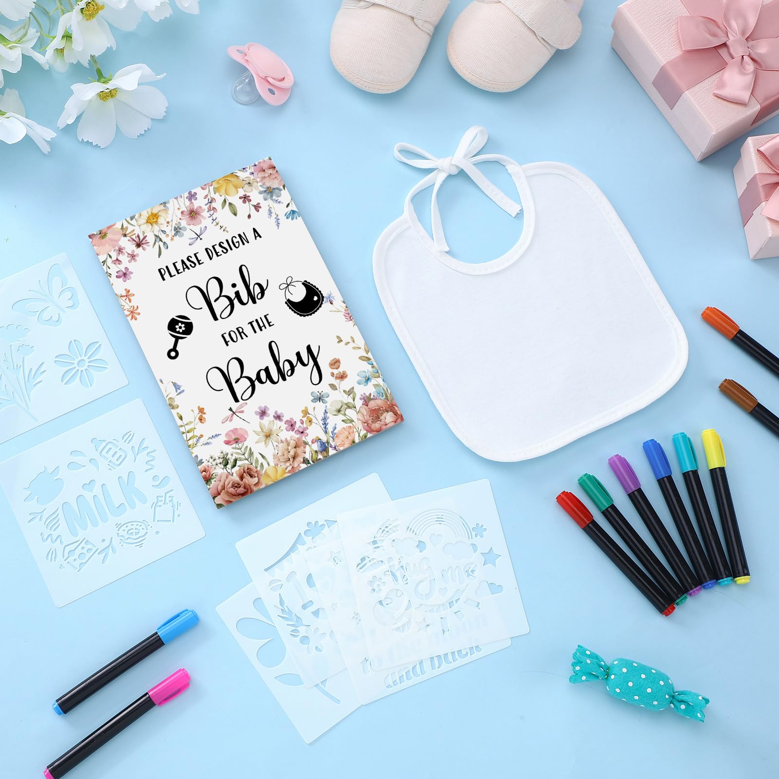 Newwiee wooden baby shower sign adds a playful centerpiece.