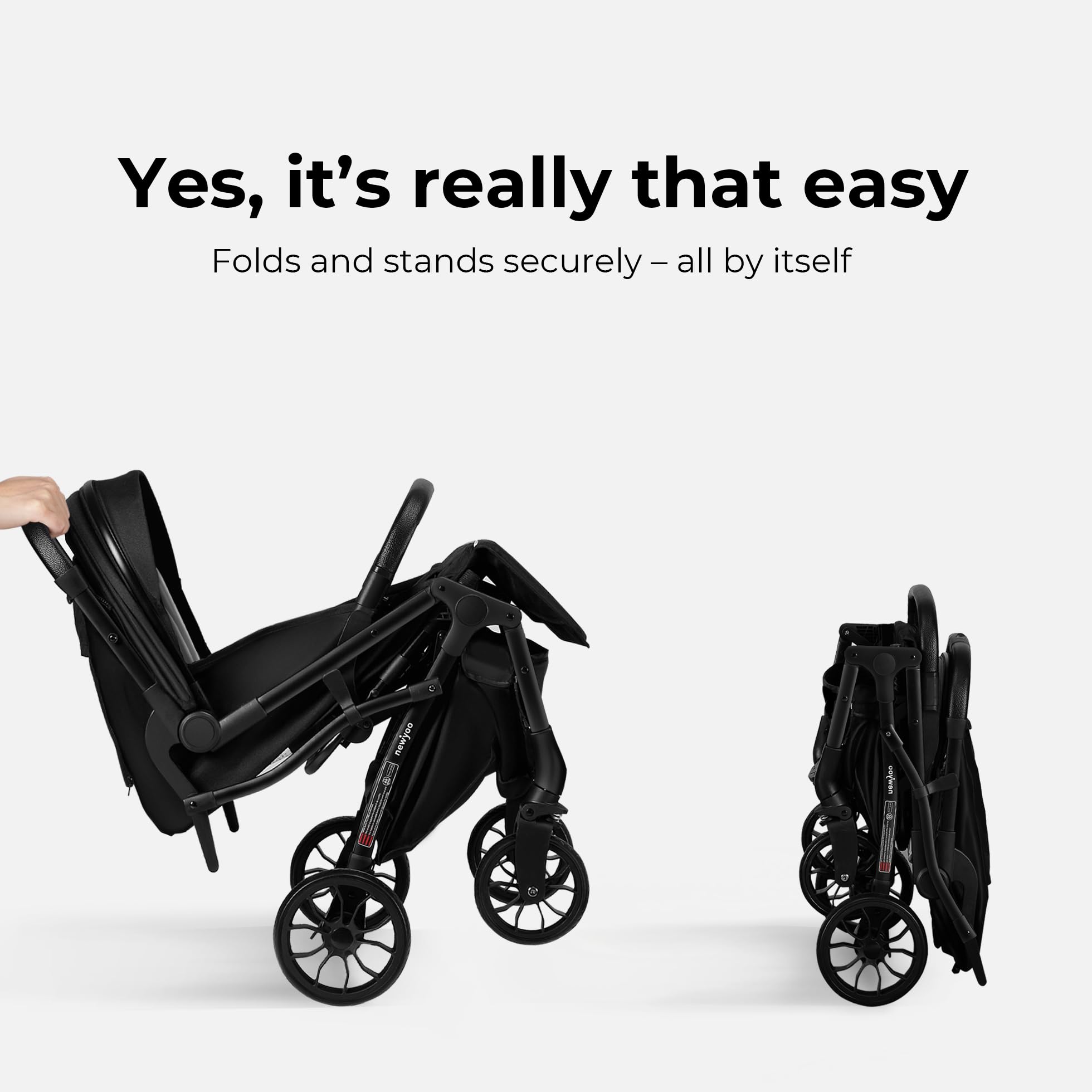 newyoo GlideTow TR18M 5-point harness and brakes for safety.