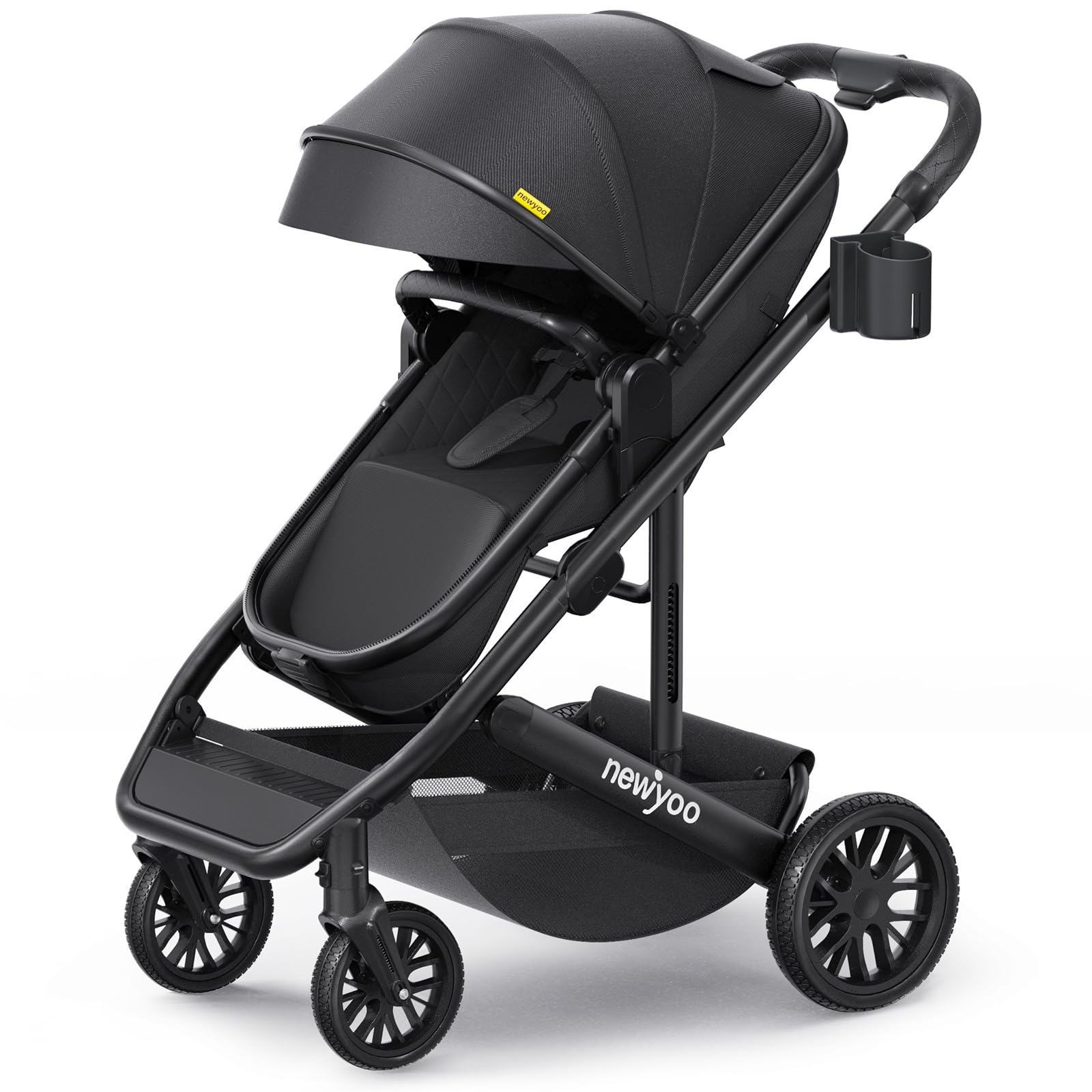 newyoo Nestro 516M bassinet mode showing lying-flat newborn comfort