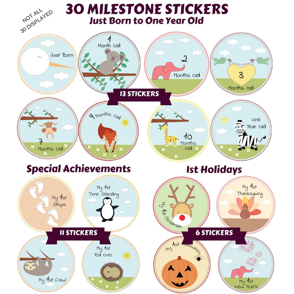 NEXT MOMMY First Holiday Stickers closeup marking celebrations