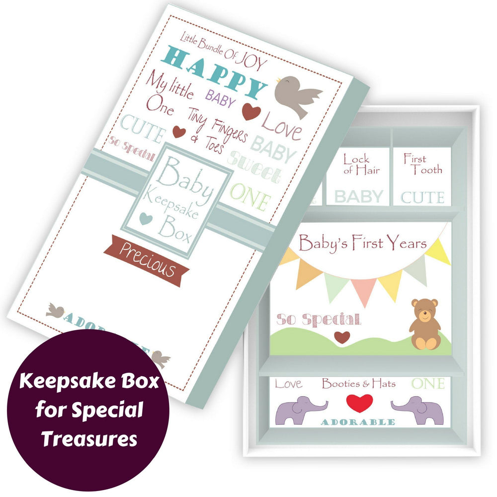 NEXT MOMMY Keepsake Box inside for booties, hair, and mementos