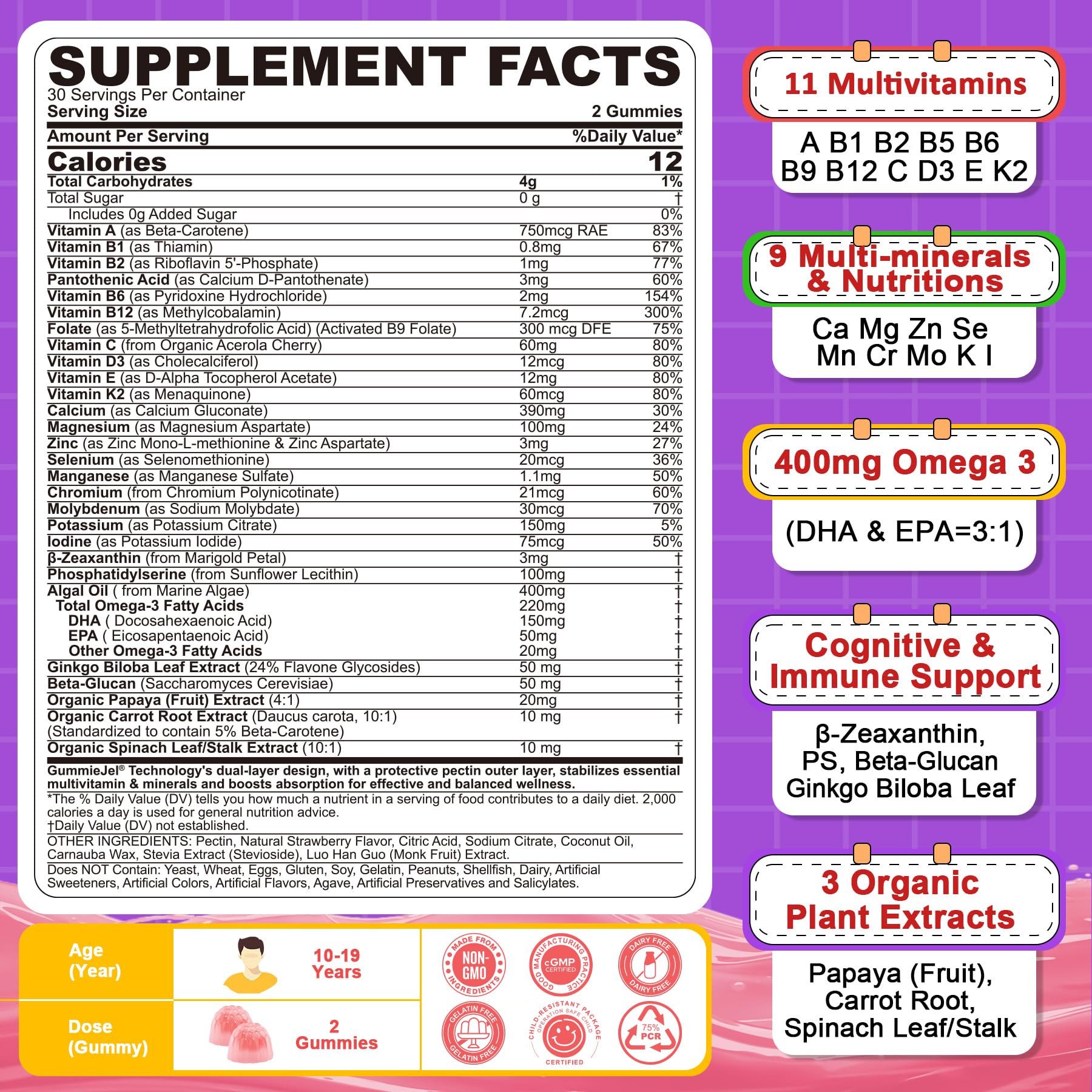 Nextdia strawberry-filled gummies highlight natural flavor for teen-friendly ingestion.
