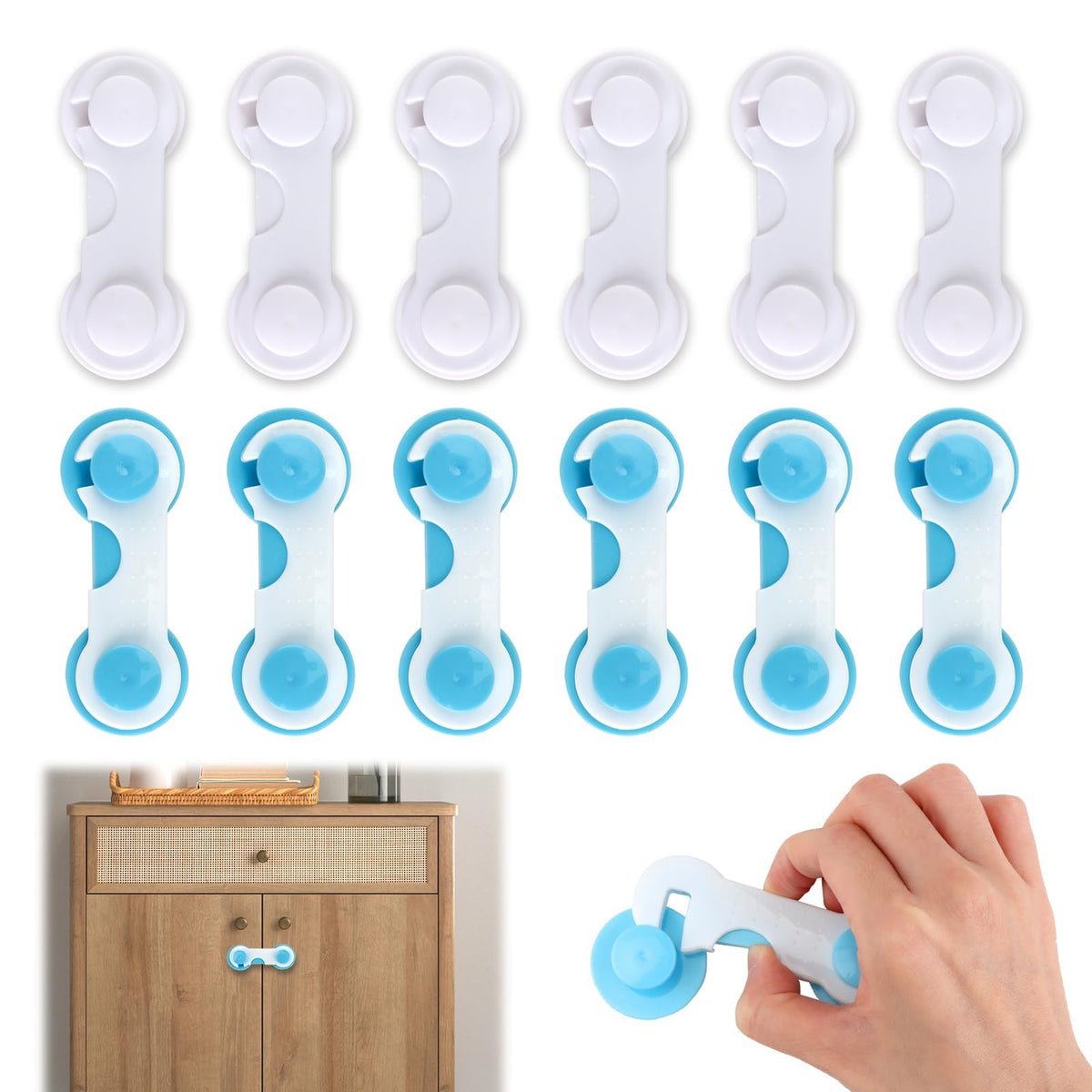 Nextpal babyproof locks package shows reinforced adhesive pads for versatile use.