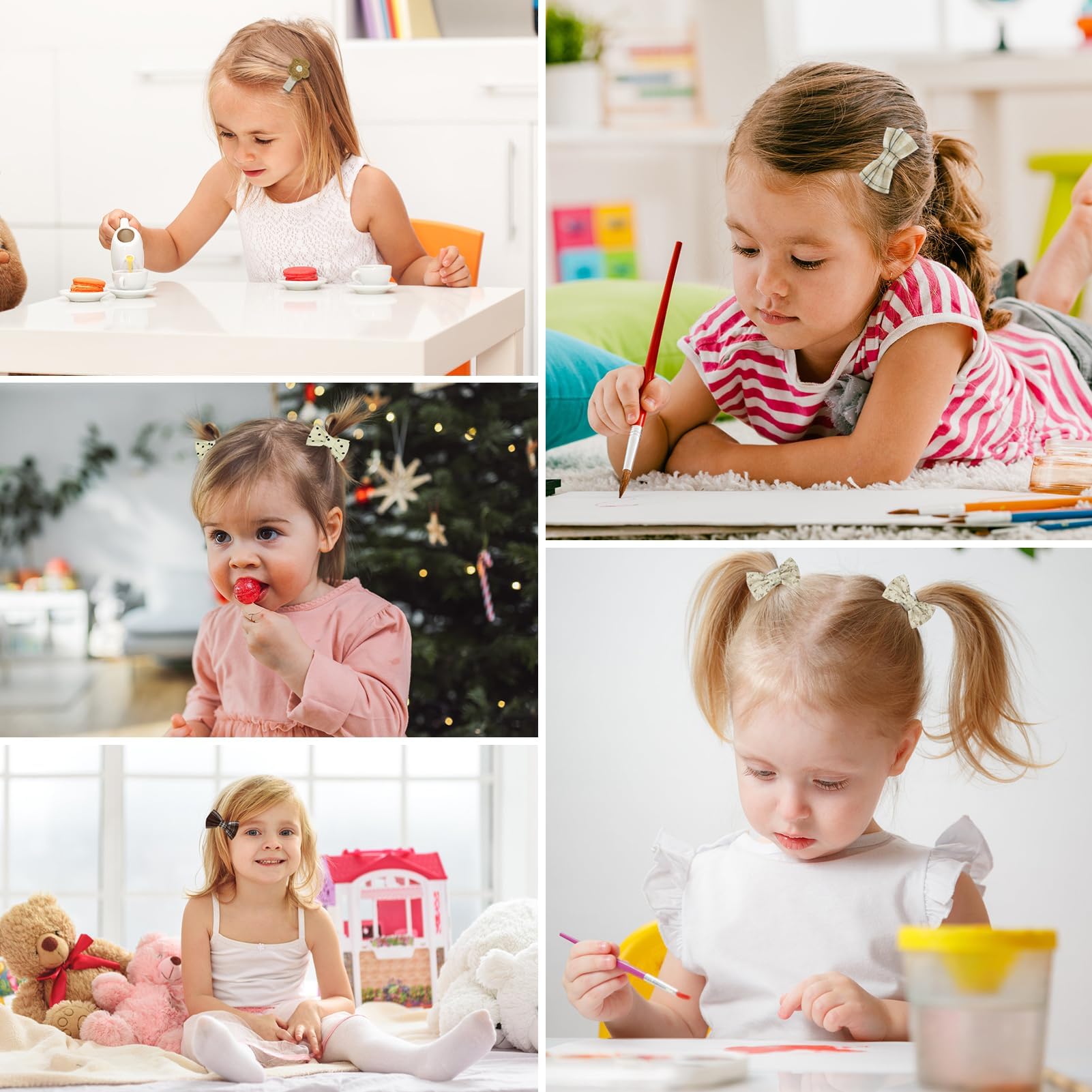 Nextpal mini clip with bow provides secure hold for fine hair during play.