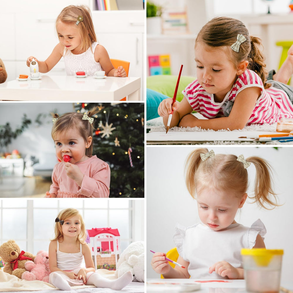 Nextpal mini clip with bow provides secure hold for fine hair during play.