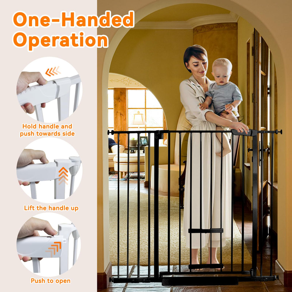 No-tools installation via pressure bolts preserves walls while securing the gate.