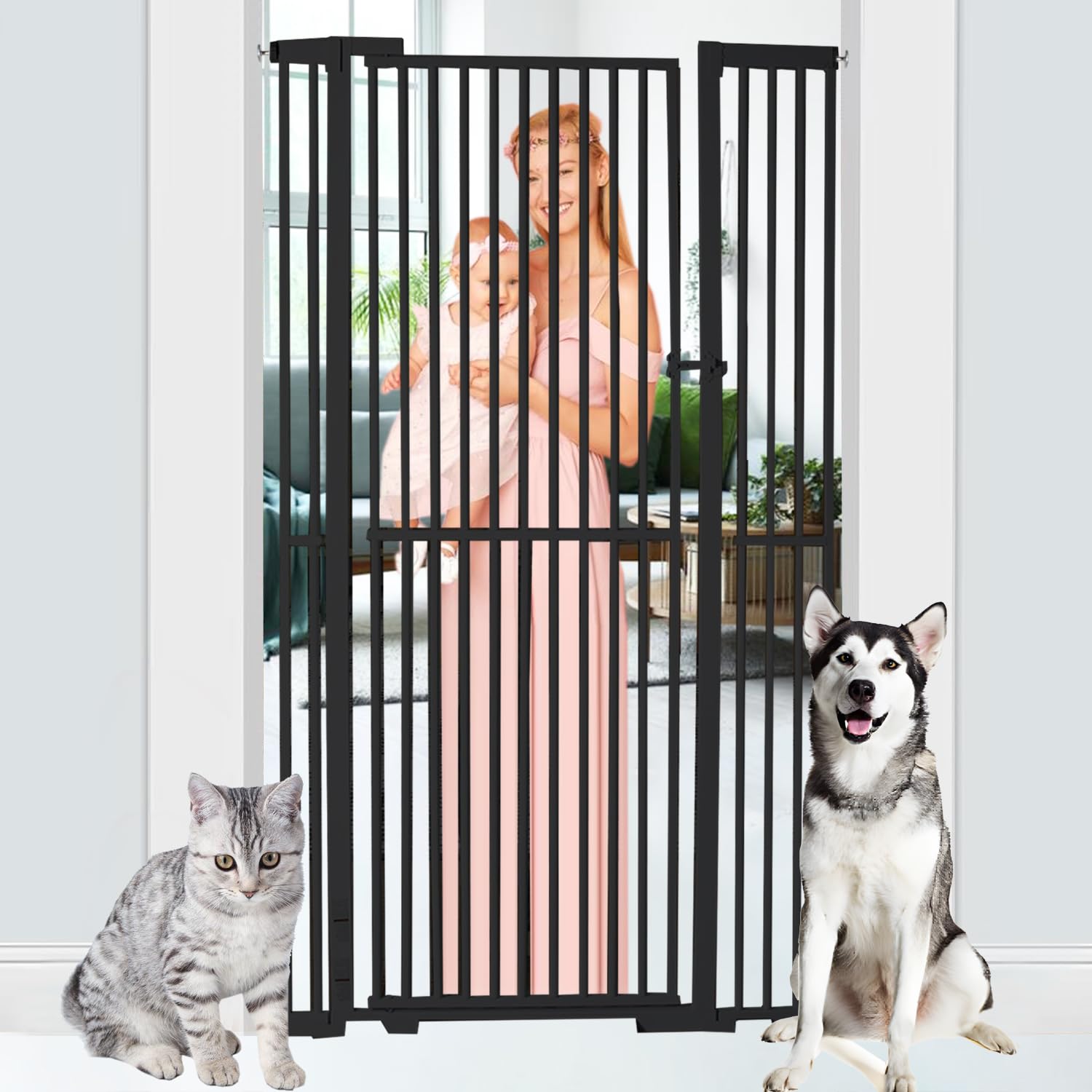 NexusSmash 71-inch extra-tall gate for secure pet containment in doorways and stairs.