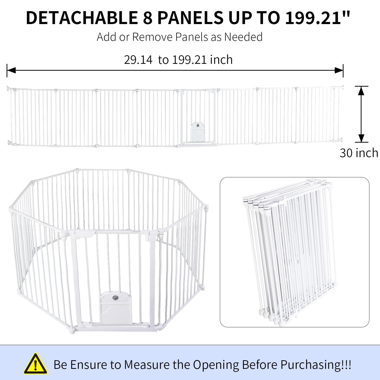 NexusSmash eight-panel gate configuration for flexible width in doorways and hallways.