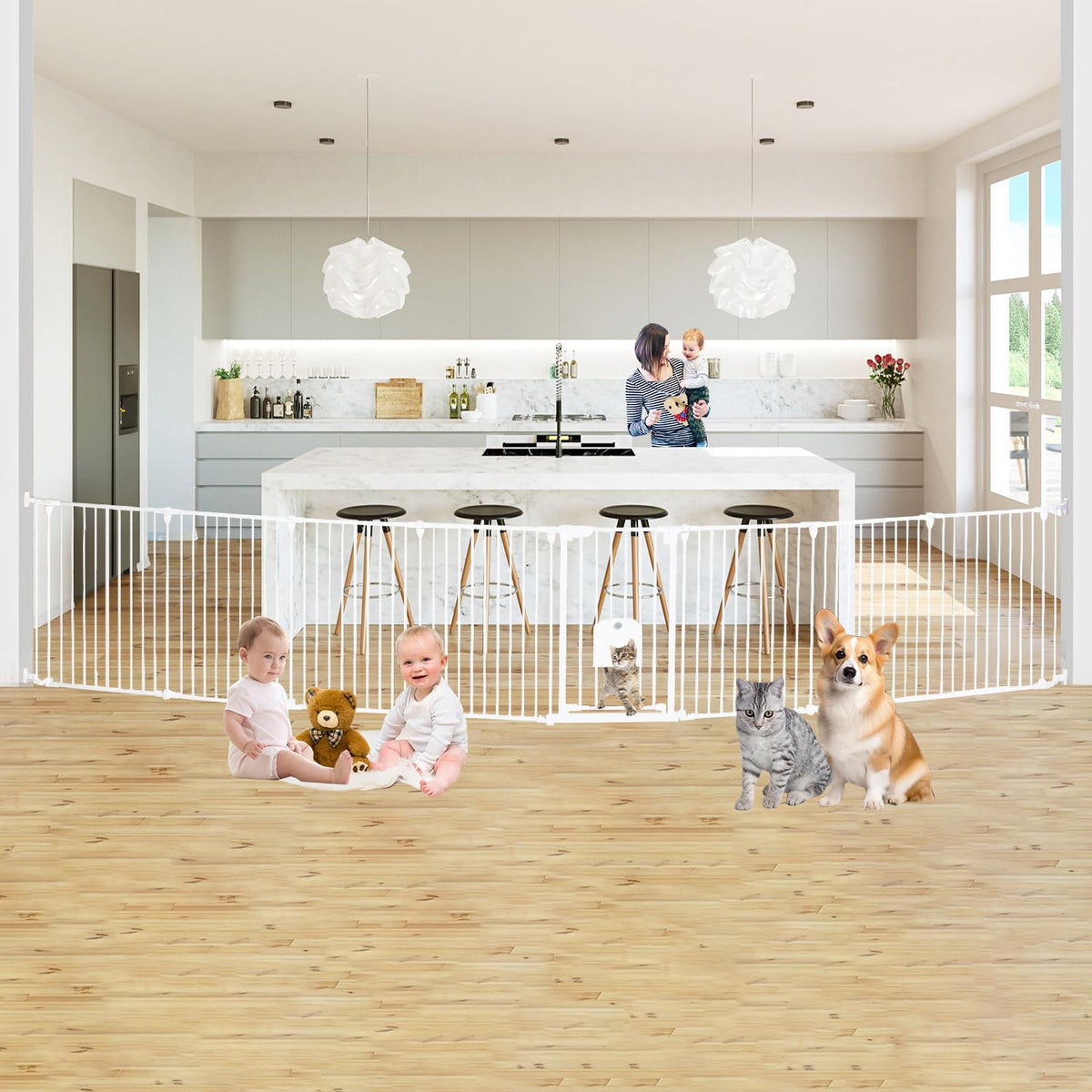NexusSmash extra wide gate with cat door, ideal for pet passage and child safety.