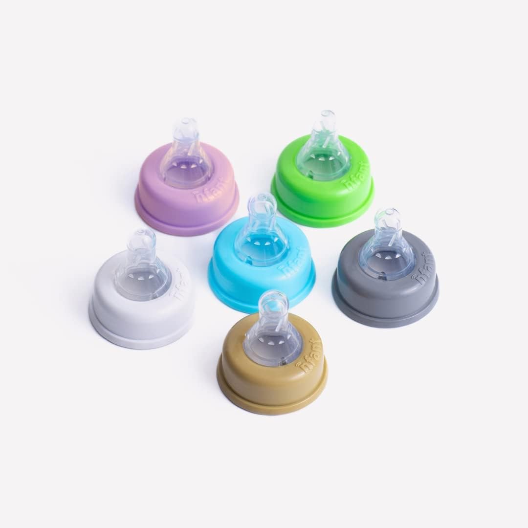 NFANT 2X blue nipple in bottle demonstrates compatibility with standard-neck bottles.