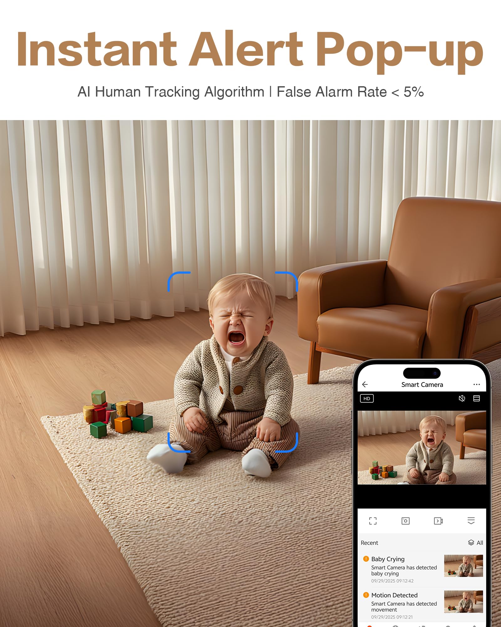 NGTeco 102-degree wide view minimizes blind spots in rooms