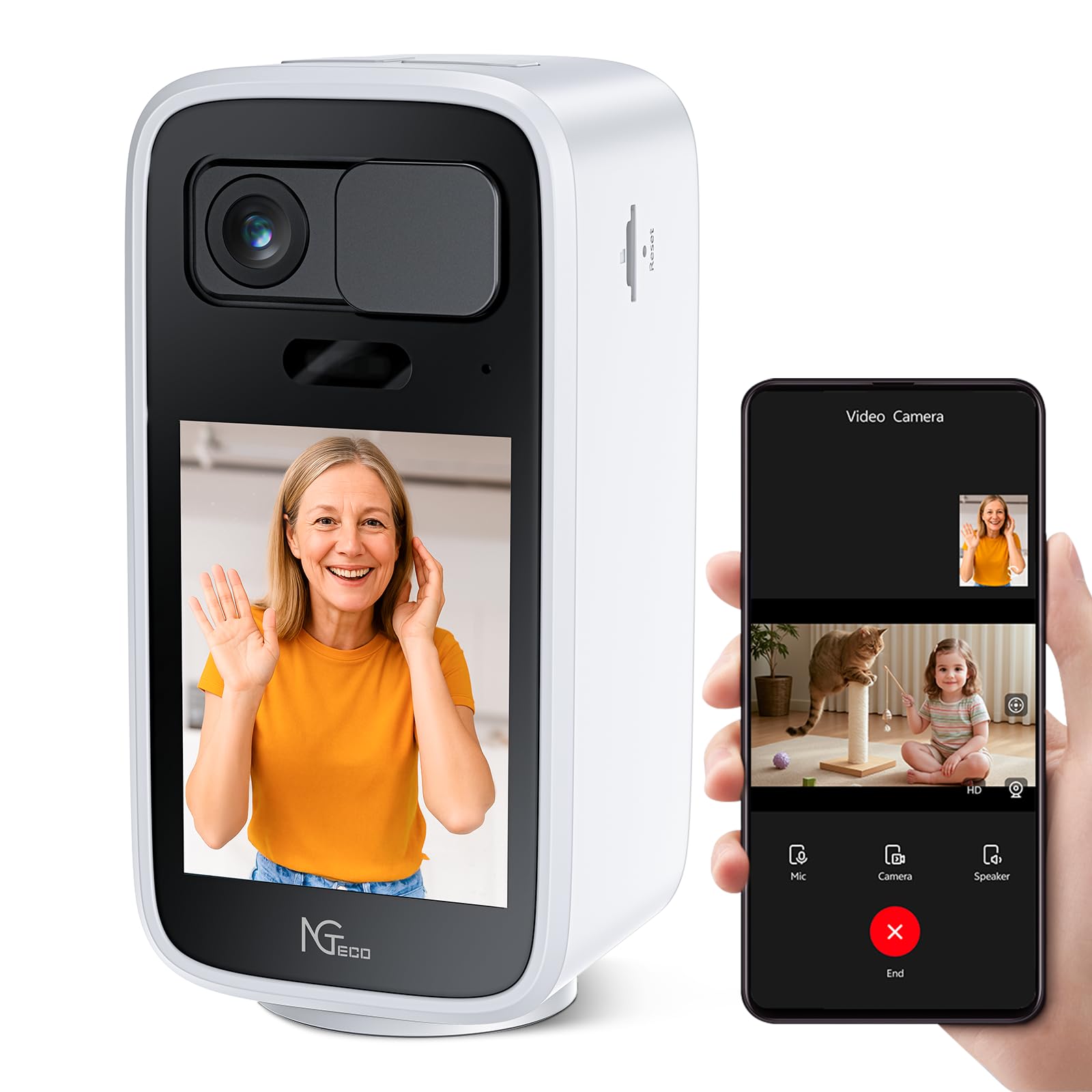 NGTeco two-way video camera with a crisp 4MP HD display for clear remote viewing