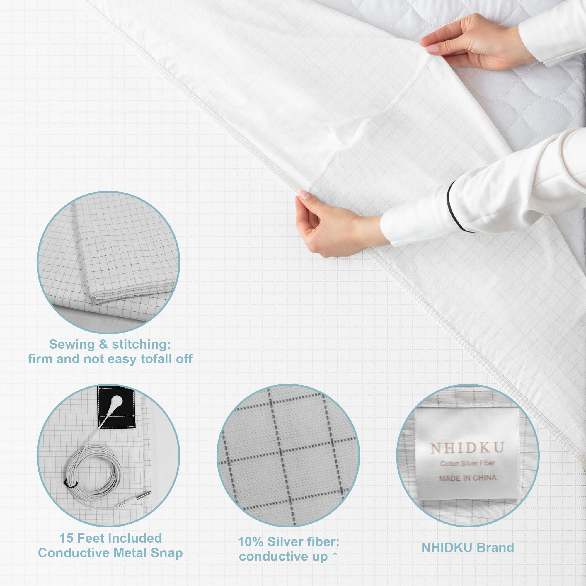 Crib-sized NHIDKU grounding sheet suitable for nap time grounding.