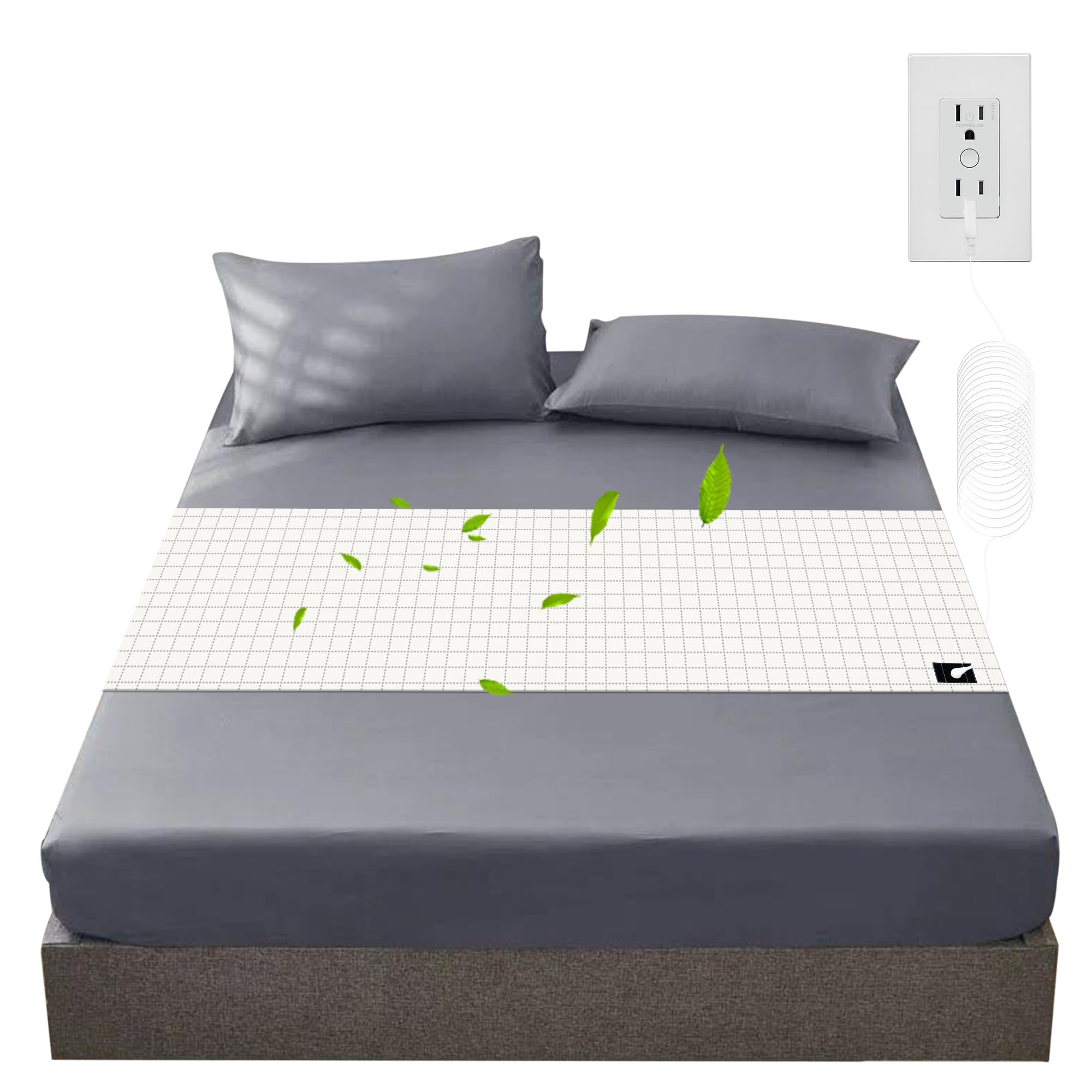 NHIDKU grounding sheet with soft cotton and silver threads for potential sleep comfort.
