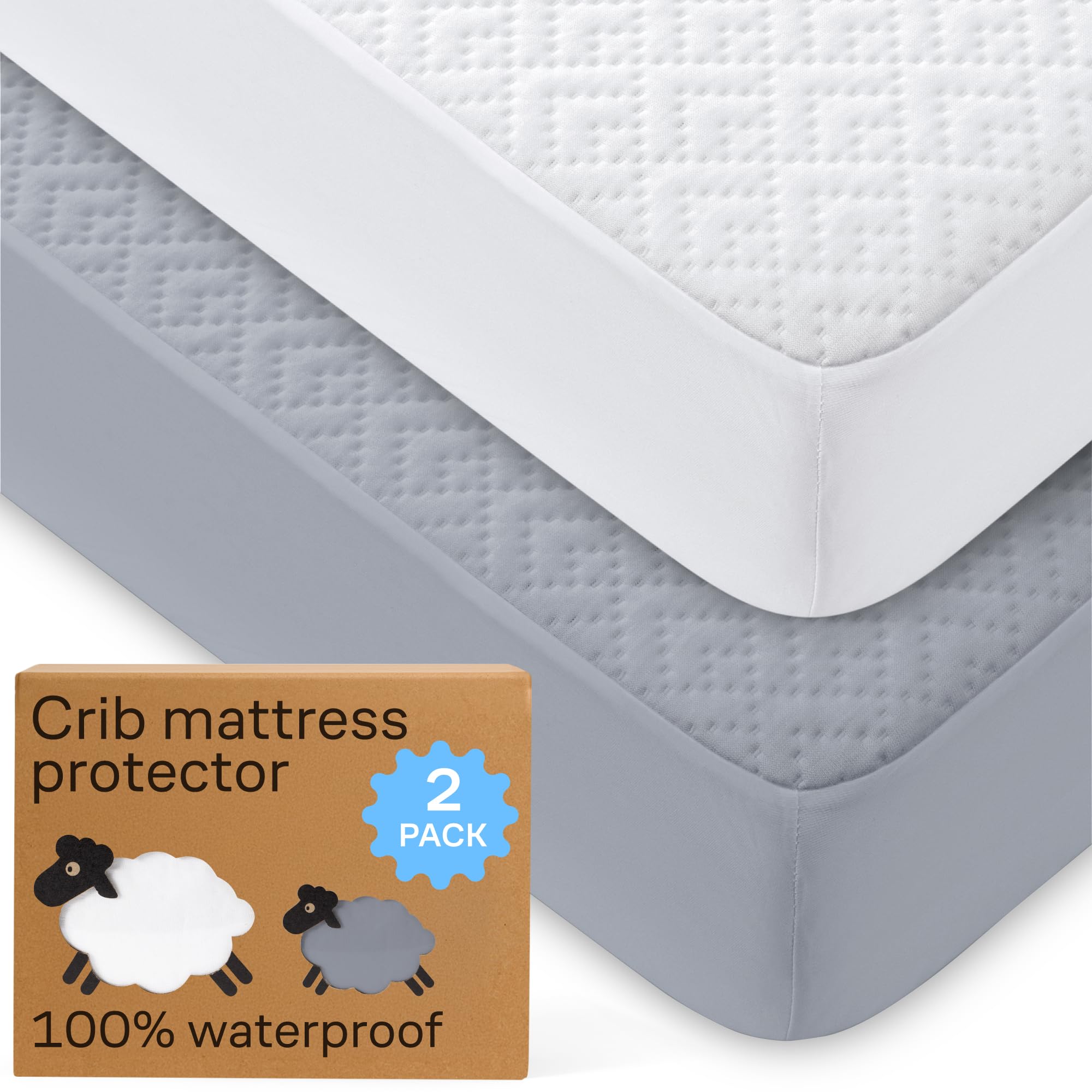Niagara Sleep Solution crib mattress protector two-pack provides waterproof protection for baby crib mattresses
