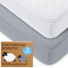 Niagara Sleep Solution crib mattress protector two-pack provides waterproof protection for baby crib mattresses