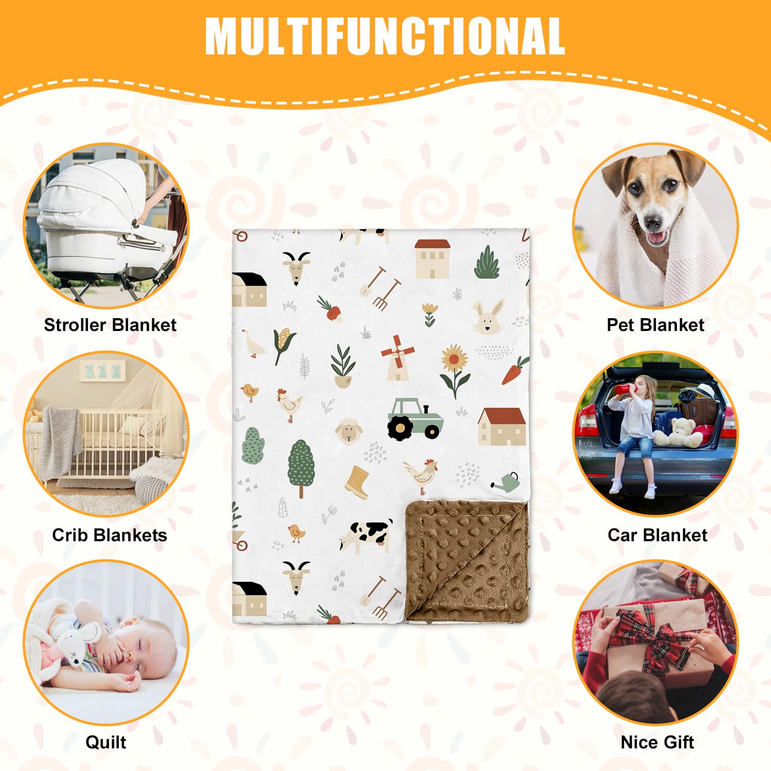 Niallant double-layer design front cow-print and back dot-texture for tender baby touch