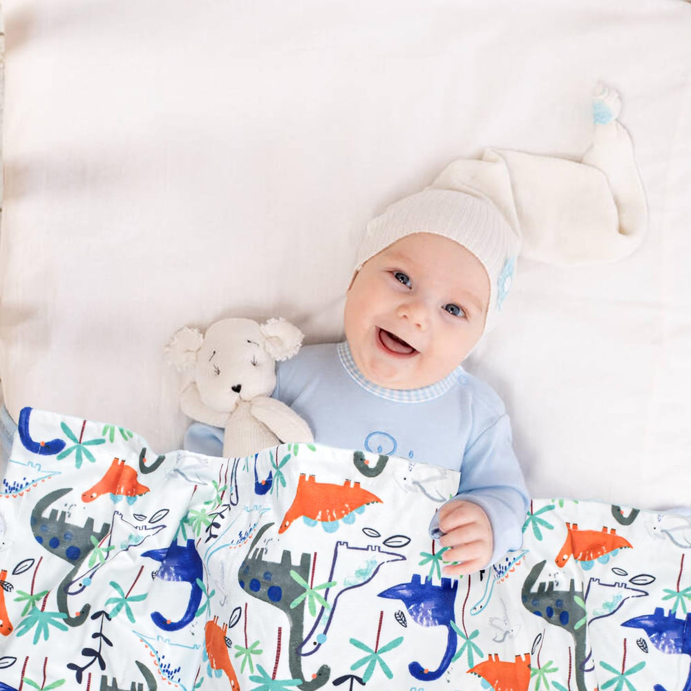 Nialnant dinosaur print makes a charming baby shower gift.