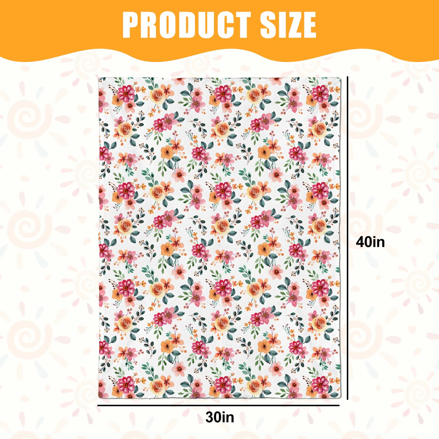 Nialnant double-sided blanket with floral print and dotted backing for secure wrapping.