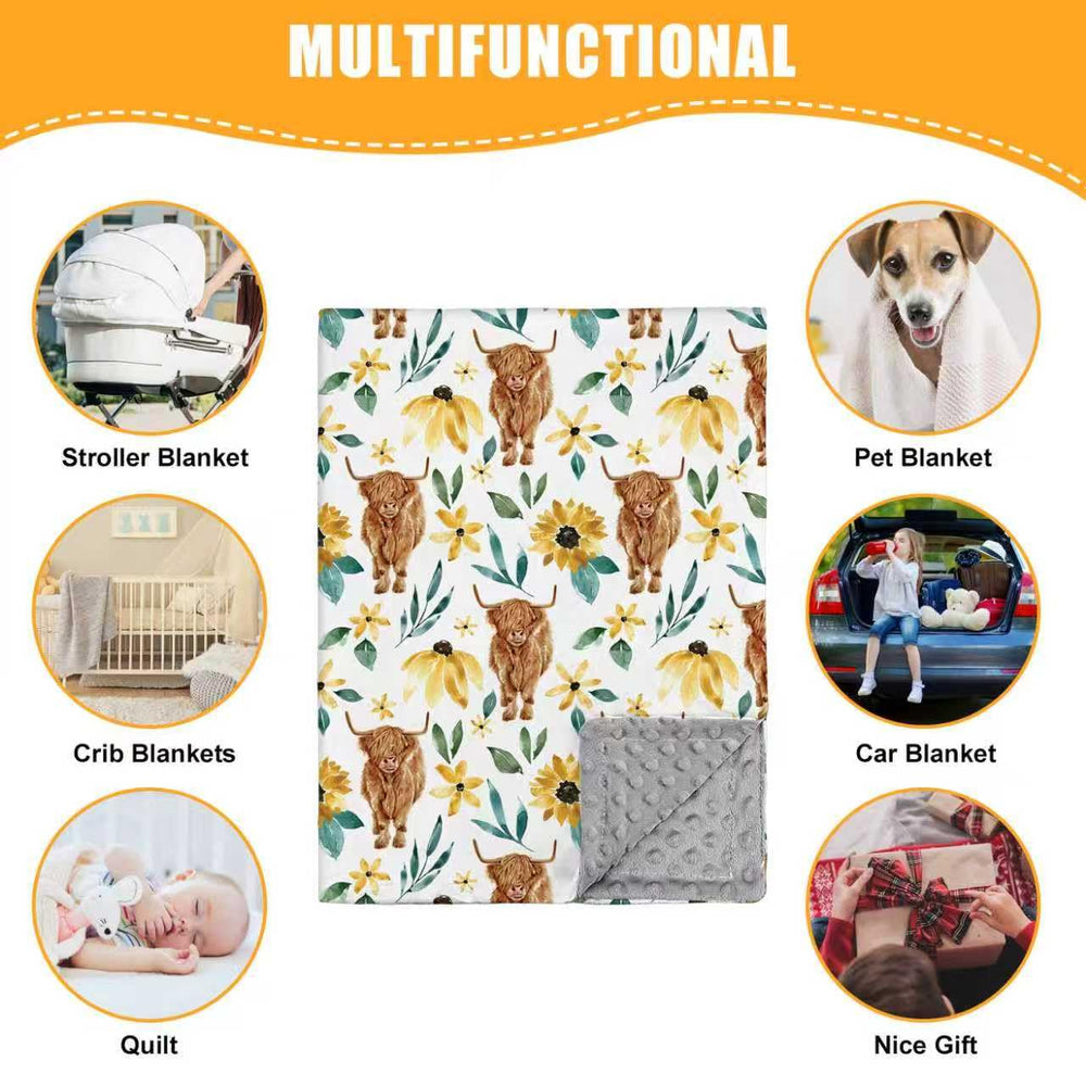 Nialnant Highland Cow Blanket 30x40 inch size ideal for wrapping during naps.