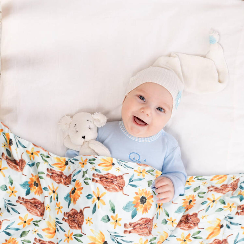 Nialnant Highland Cow Blanket makes a perfect baby shower gift or nursery decor piece.