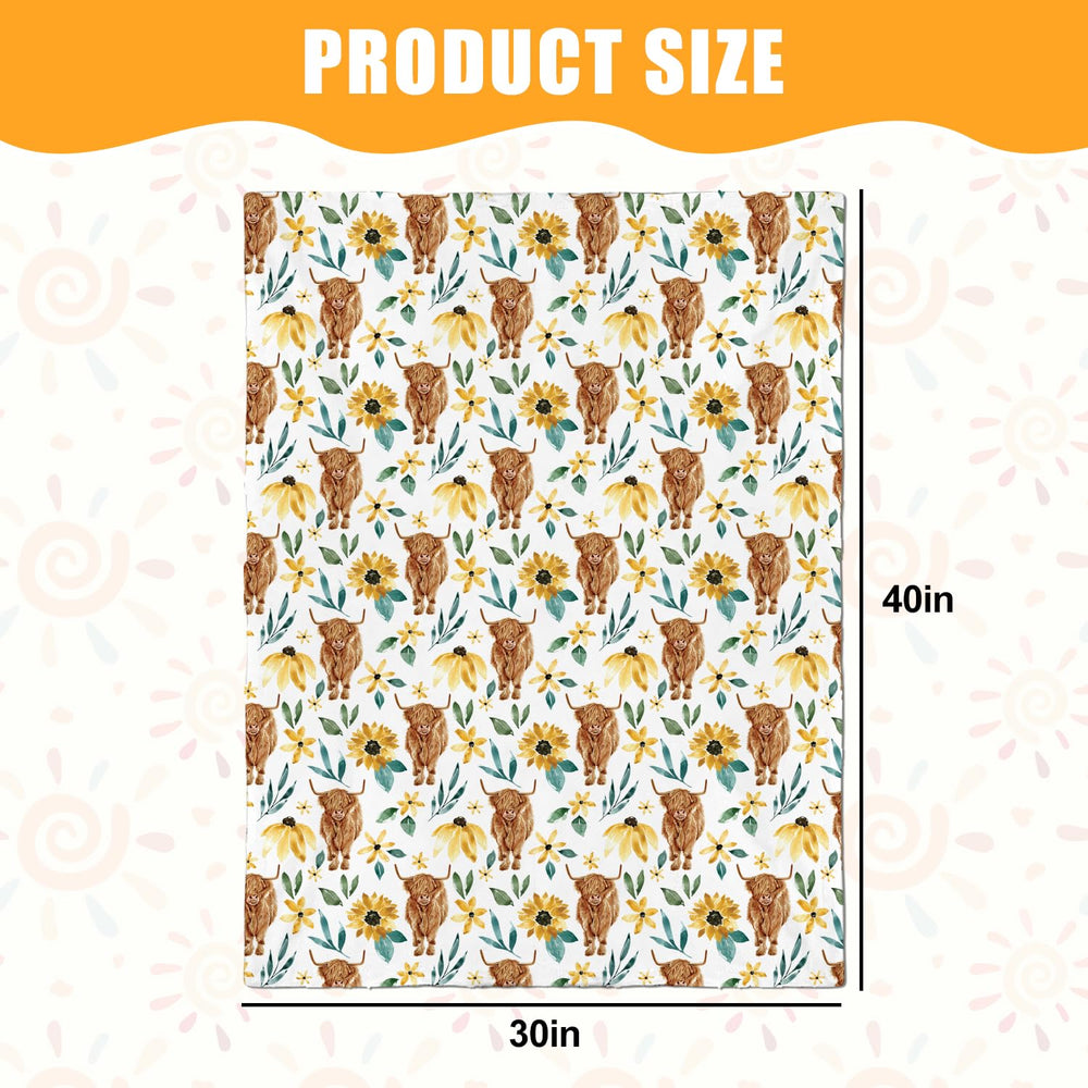 Nialnant Highland Cow Blanket back dot pattern highlights soft touch for baby snuggles.