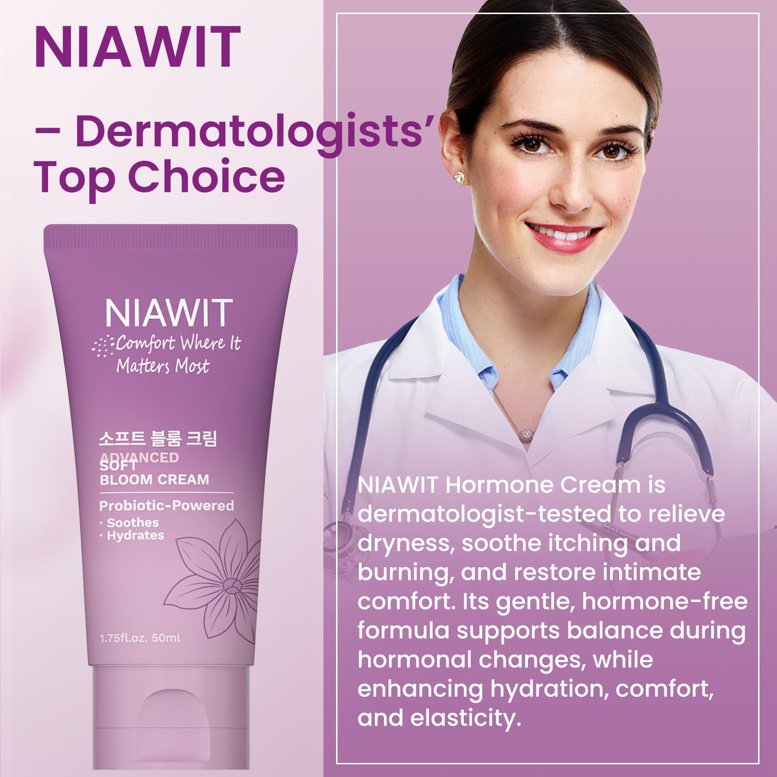 NIAWIT Soft Bloom Cream spotlight highlighting skin safe formula