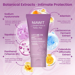 NIAWIT Soft Bloom Cream texture swatch highlighting fast absorbing formula