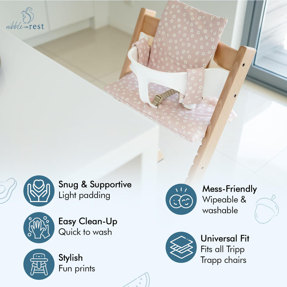 Nibble and Rest wipeable fabric cushion for easy cleanups