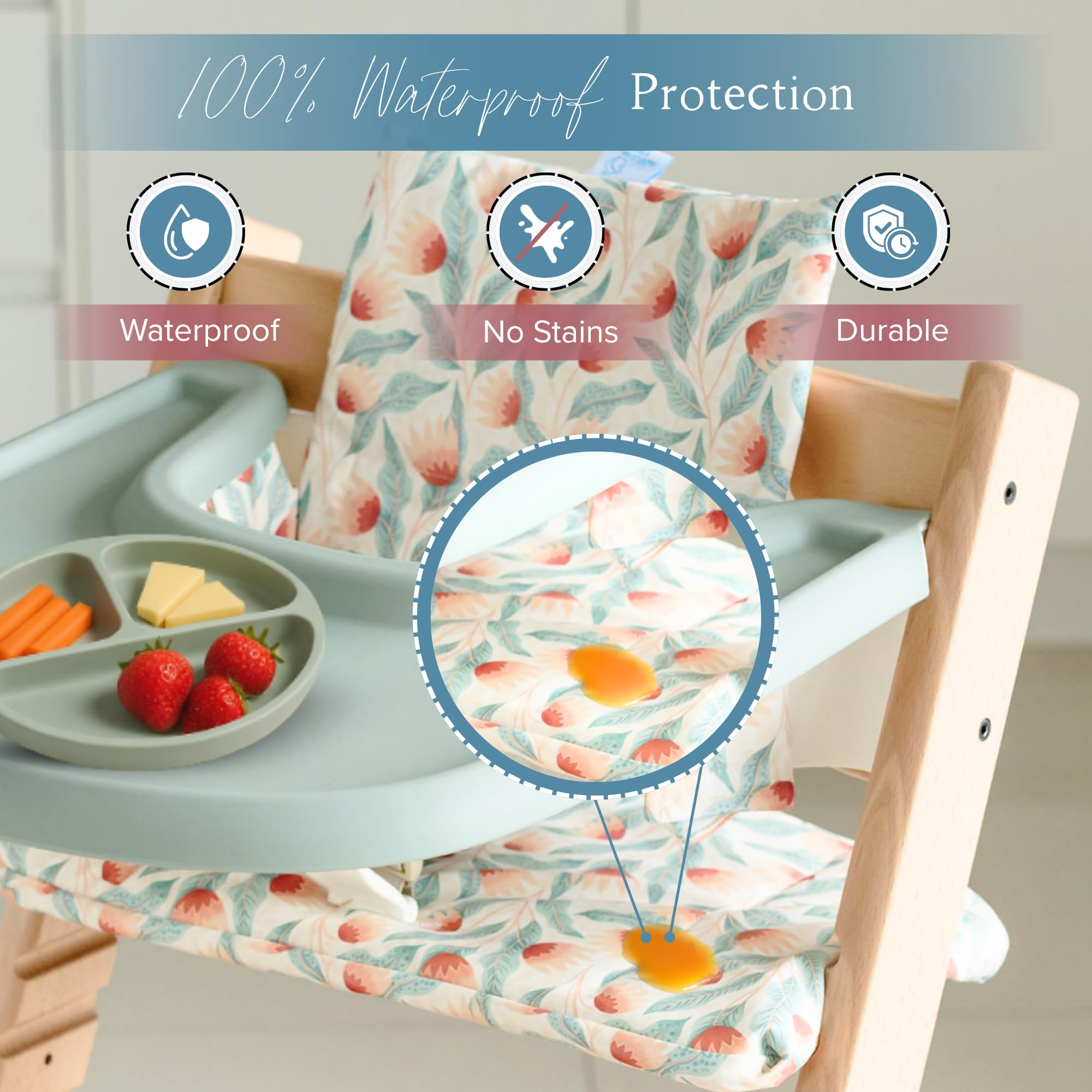 Nibble and Rest machine-washable cover closeup demonstrates simple cleaning