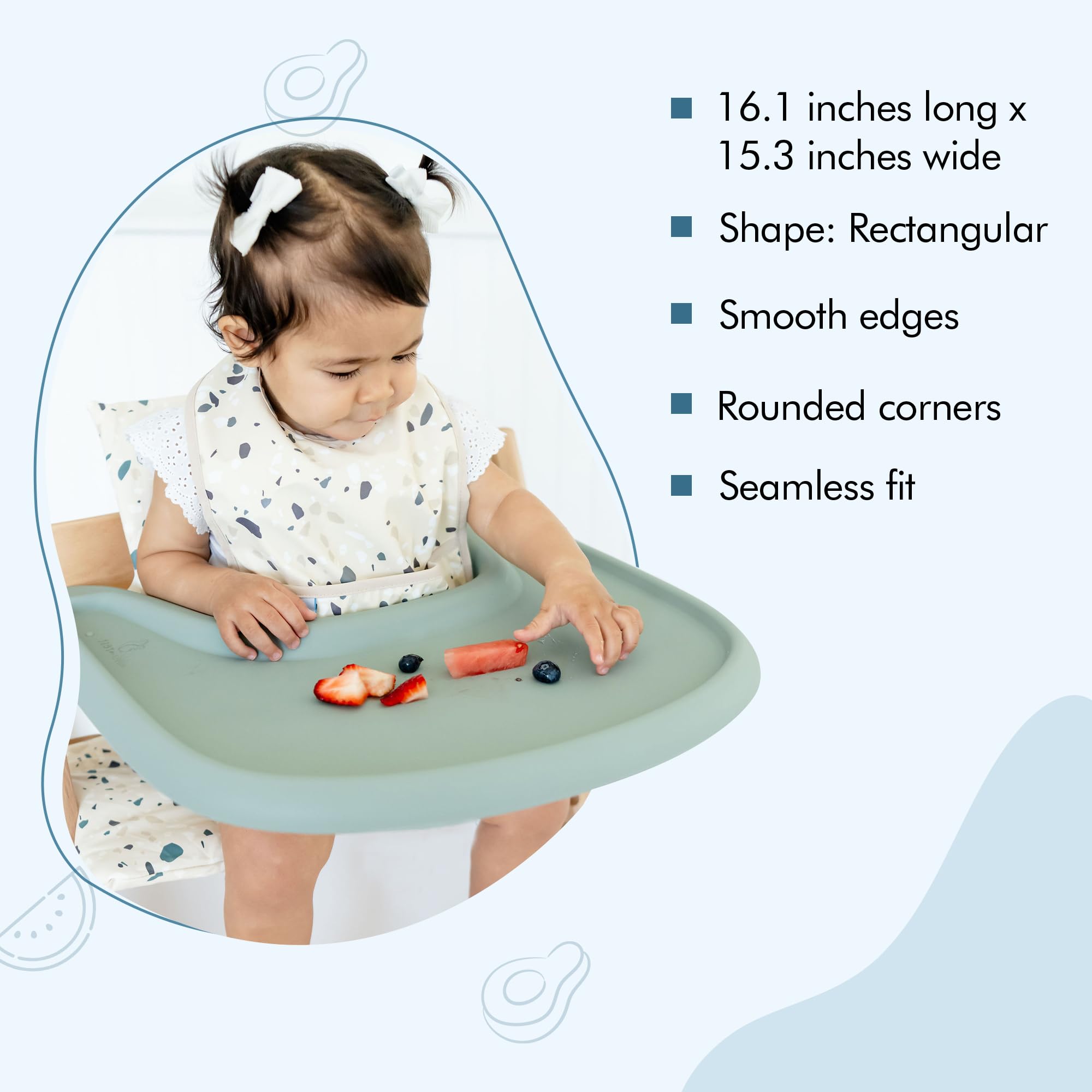 Dusty pink placemat on a Tripp Trapp adds color and spill resistance.