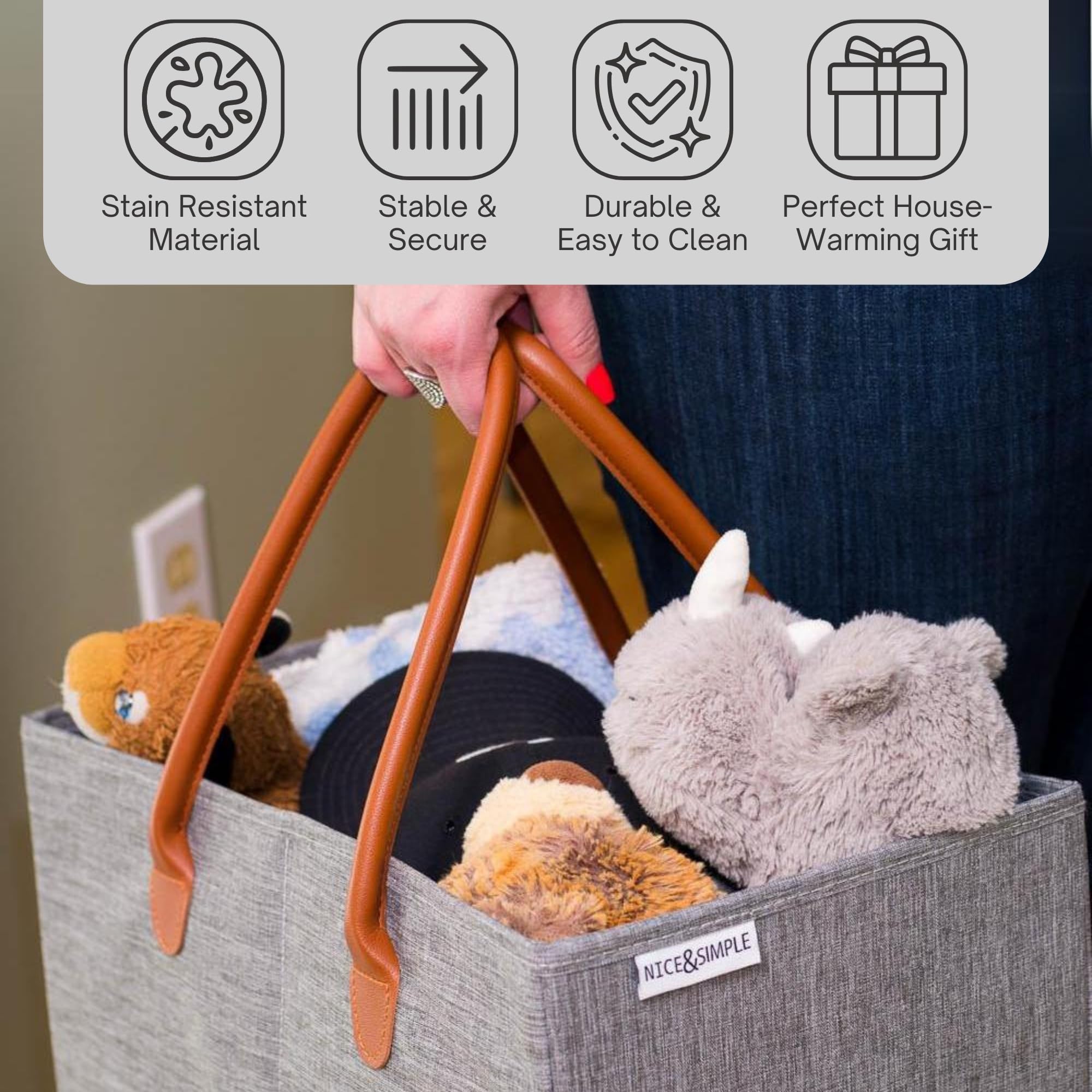 Nice & Simple Stair Basket built with durable materials for daily stairway use.