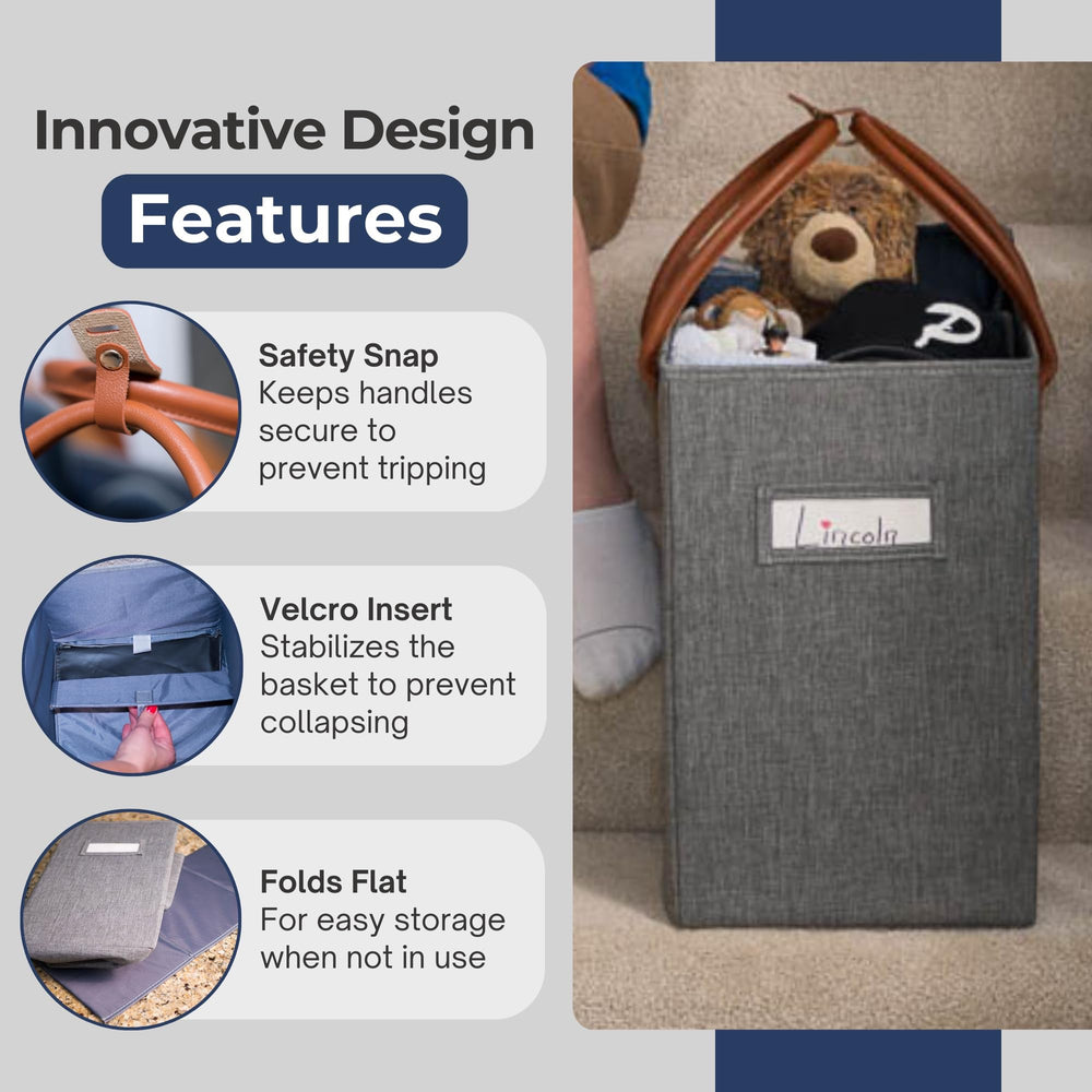 Nice & Simple Stair Basket includes self-fastener expander to maintain shape on stairs.