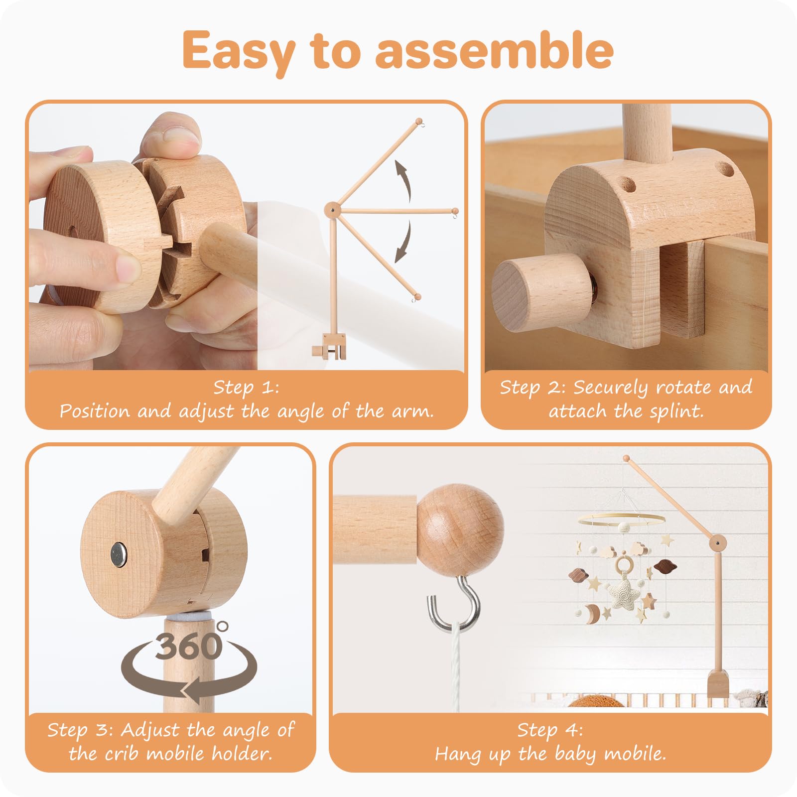 NICEMER Baby Crib Arm stable base ensures secure attachment to cribs.