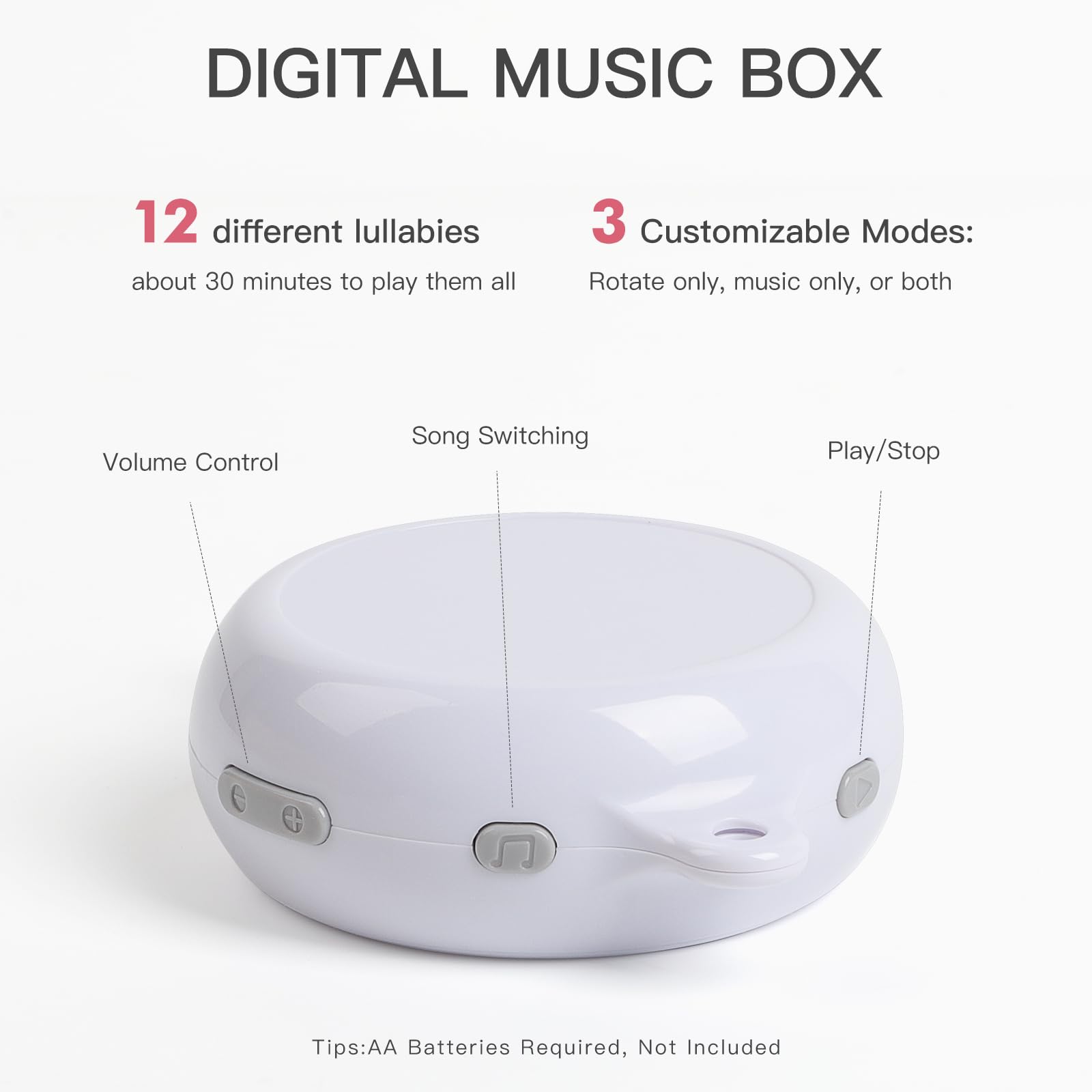NICEMER mobile offers three modes and 12 lullabies for customization.